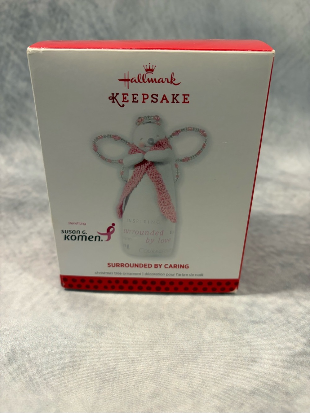 Hallmark Keepsake”Surrounded By Caring” Angel Ornament Susan G. Komen Pink Scarf
